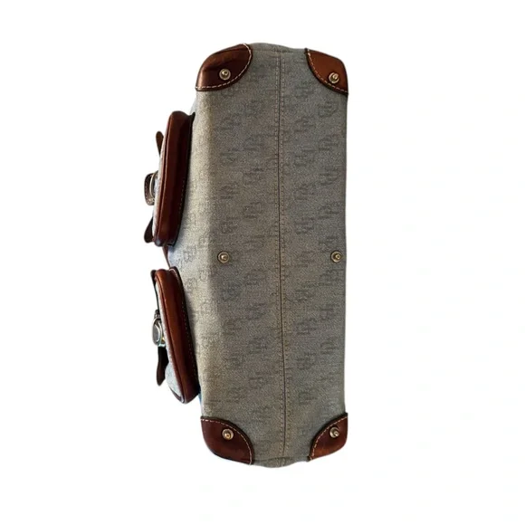 Dooney & Bourke Vintage Brown and Denim Shoulder Bag with Structured Design - Picture 12 of 16